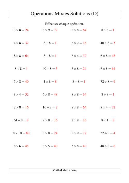 Multiplication et division -- Règles de 8 (variation 1 à 10) (D) page 2