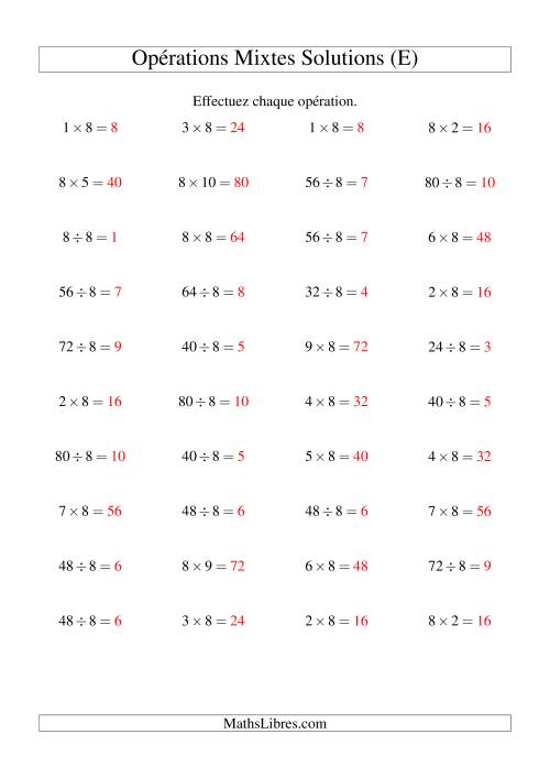 Multiplication et division -- Règles de 8 (variation 1 à 10) (E) page 2