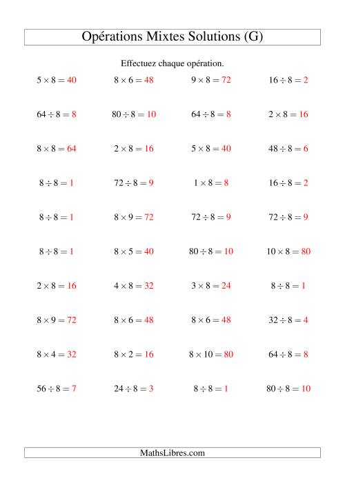 Multiplication et division -- Règles de 8 (variation 1 à 10) (G) page 2