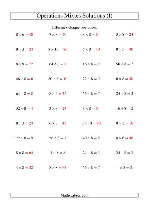 Multiplication et division -- Règles de 8 (variation 1 à 10) (I) page 2