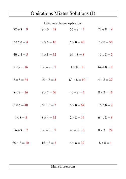 Multiplication et division -- Règles de 8 (variation 1 à 10) (J) page 2