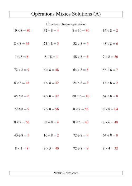 Multiplication et division -- Règles de 8 (variation 1 à 10) (Tout) page 2