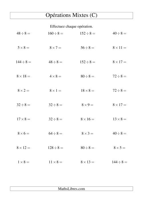 Multiplication et division -- Règles de 8 (variation 1 à 20) (C)