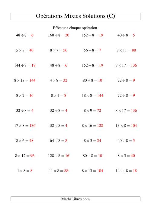Multiplication et division -- Règles de 8 (variation 1 à 20) (C) page 2