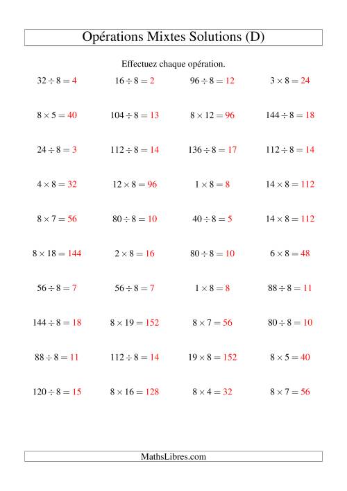 Multiplication et division -- Règles de 8 (variation 1 à 20) (D) page 2