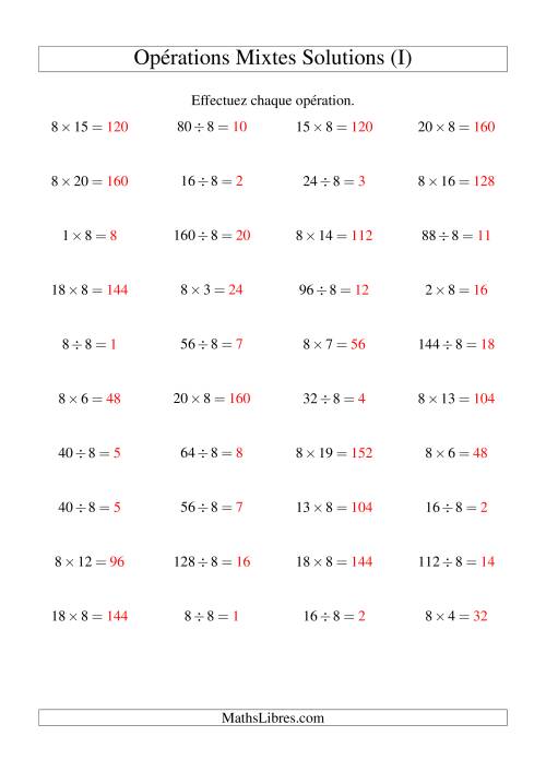 Multiplication et division -- Règles de 8 (variation 1 à 20) (I) page 2