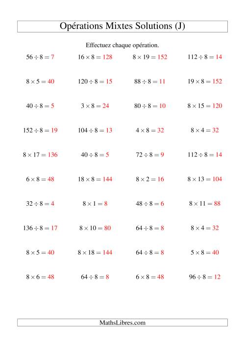 Multiplication et division -- Règles de 8 (variation 1 à 20) (J) page 2