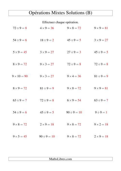 Multiplication et division -- Règles de 9 (variation 1 à 10) (B) page 2