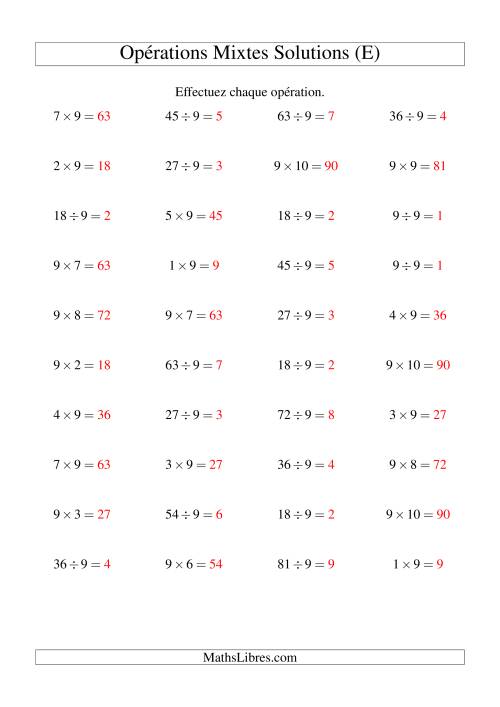 Multiplication et division -- Règles de 9 (variation 1 à 10) (E) page 2