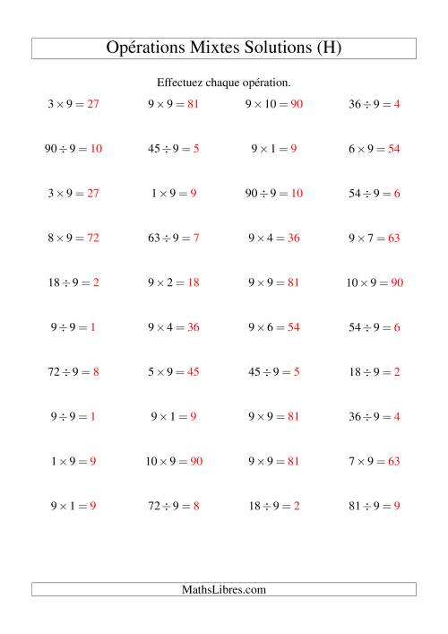 Multiplication et division -- Règles de 9 (variation 1 à 10) (H) page 2