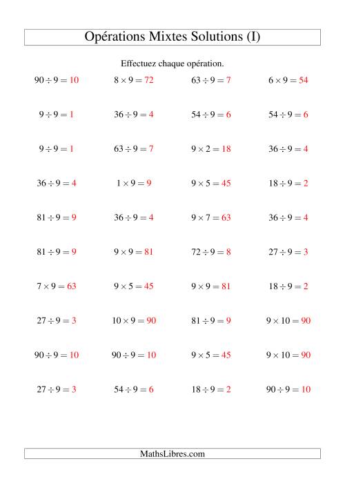 Multiplication et division -- Règles de 9 (variation 1 à 10) (I) page 2