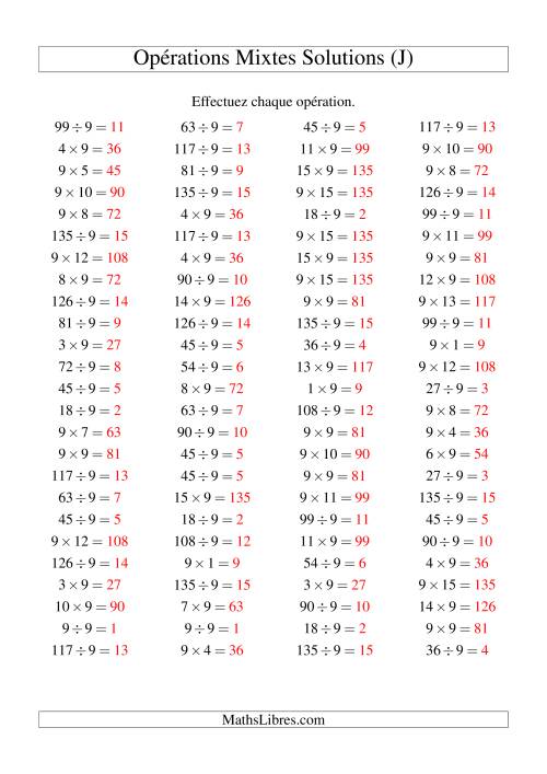 Multiplication et division -- Règles de 9 (variation 1 à 15) (J) page 2