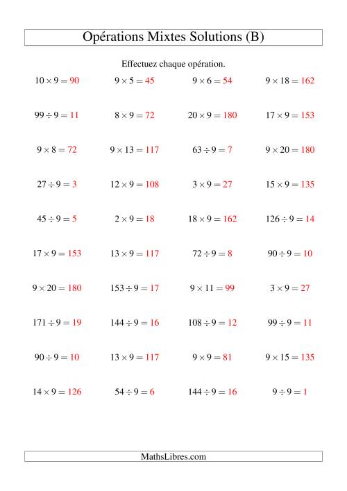 Multiplication et division -- Règles de 9 (variation 1 à 20) (B) page 2