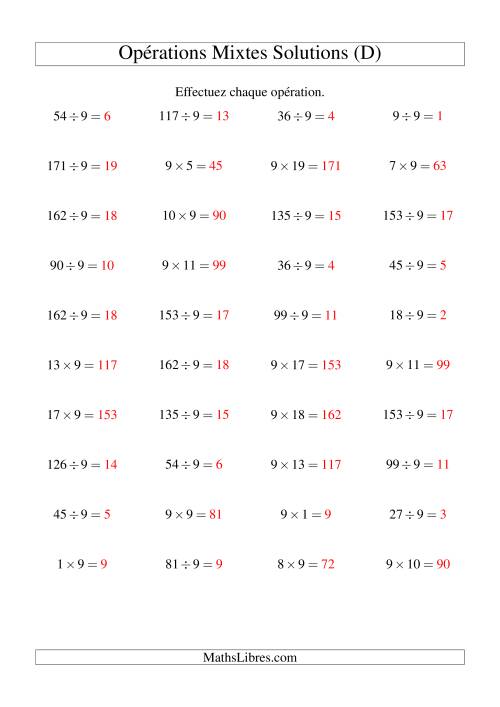 Multiplication et division -- Règles de 9 (variation 1 à 20) (D) page 2