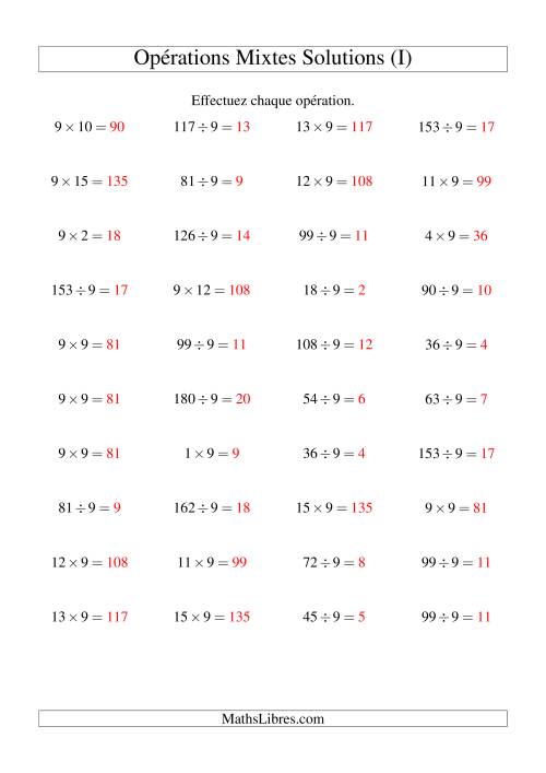 Multiplication et division -- Règles de 9 (variation 1 à 20) (I) page 2