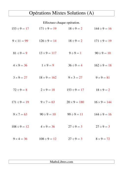 Multiplication et division -- Règles de 9 (variation 1 à 20) (Tout) page 2
