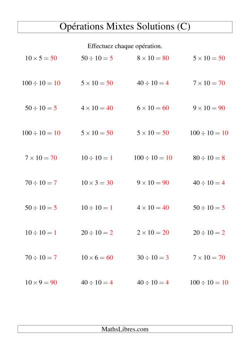 Multiplication et division -- Règles de 10 (variation 1 à 10) (C) page 2