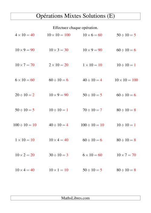 Multiplication et division -- Règles de 10 (variation 1 à 10) (E) page 2
