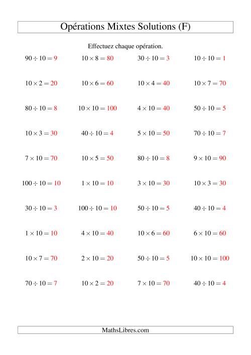 Multiplication et division -- Règles de 10 (variation 1 à 10) (F) page 2