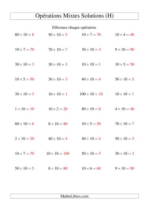 Multiplication et division -- Règles de 10 (variation 1 à 10) (H) page 2