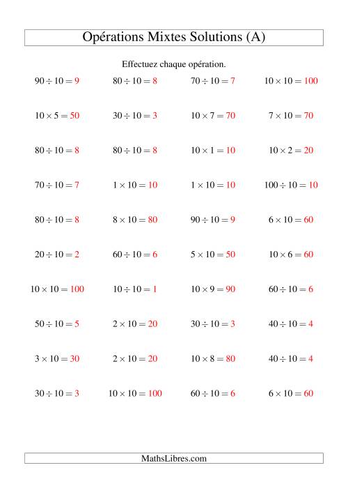 Multiplication et division -- Règles de 10 (variation 1 à 10) (Tout) page 2