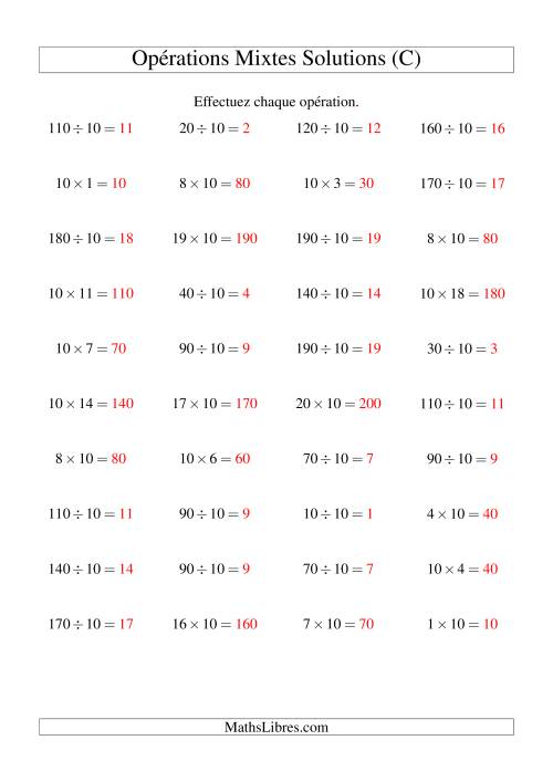 Multiplication et division -- Règles de 10 (variation 1 à 20) (C) page 2