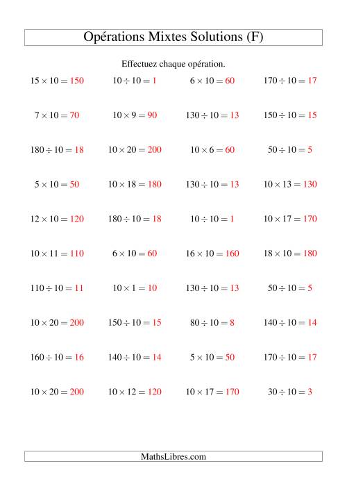 Multiplication et division -- Règles de 10 (variation 1 à 20) (F) page 2