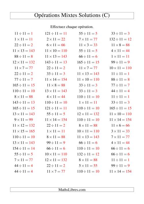 Multiplication et division -- Règles de 11 (variation 1 à 15) (C) page 2
