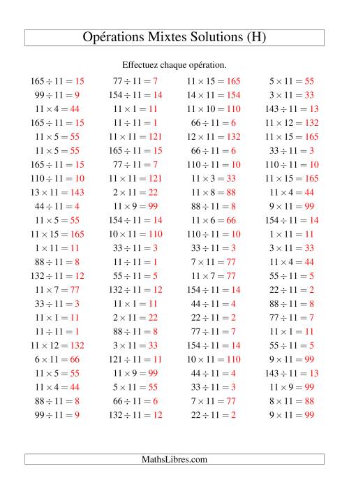 Multiplication et division -- Règles de 11 (variation 1 à 15) (H) page 2