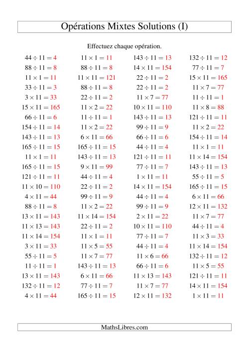 Multiplication et division -- Règles de 11 (variation 1 à 15) (I) page 2