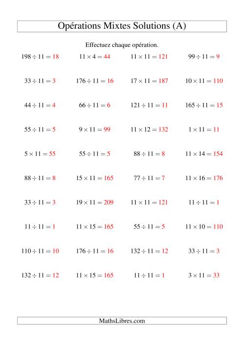 Multiplication et division -- Règles de 11 (variation 1 à 20) (A) page 2