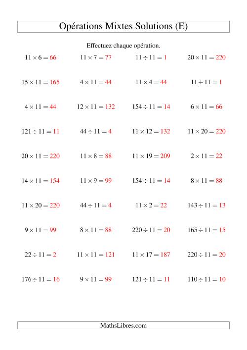 Multiplication et division -- Règles de 11 (variation 1 à 20) (E) page 2
