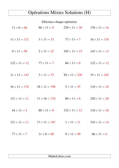 Multiplication et division -- Règles de 11 (variation 1 à 20) (H) page 2