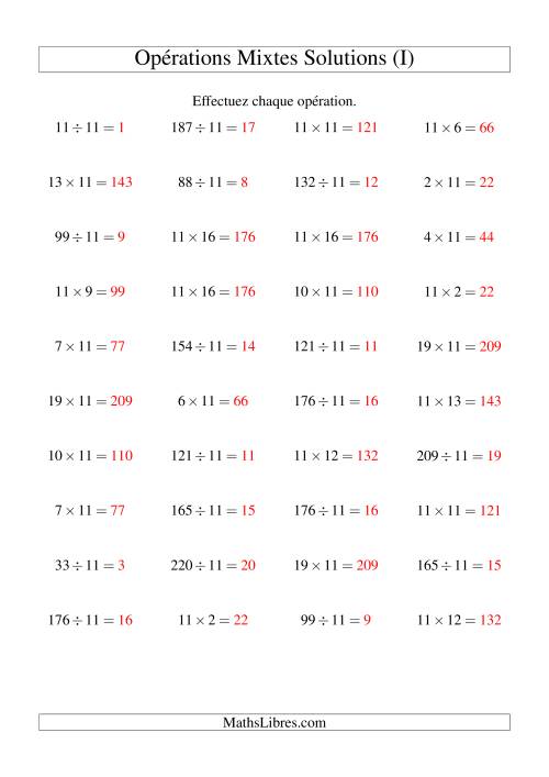 Multiplication et division -- Règles de 11 (variation 1 à 20) (I) page 2
