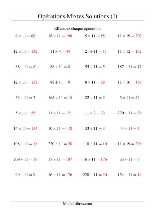 Multiplication et division -- Règles de 11 (variation 1 à 20) (J) page 2