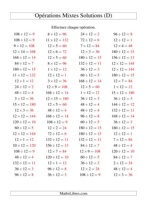 Multiplication et division -- Règles de 12 (variation 1 à 15) (D) page 2