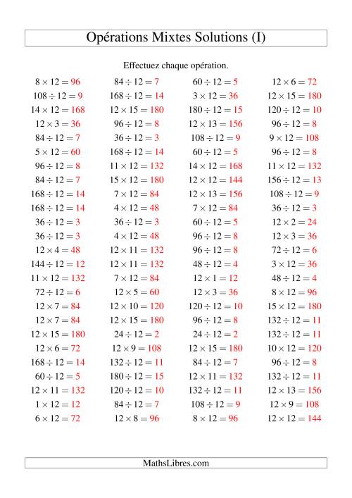 Multiplication et division -- Règles de 12 (variation 1 à 15) (I) page 2