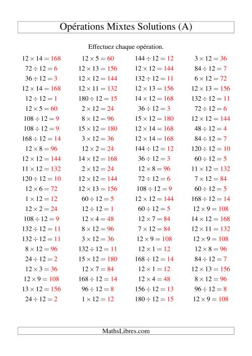 Multiplication et division -- Règles de 12 (variation 1 à 15) (Tout) page 2