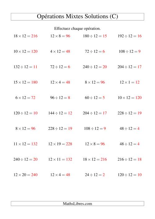 Multiplication et division -- Règles de 12 (variation 1 à 20) (C) page 2