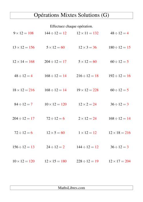 Multiplication et division -- Règles de 12 (variation 1 à 20) (G) page 2