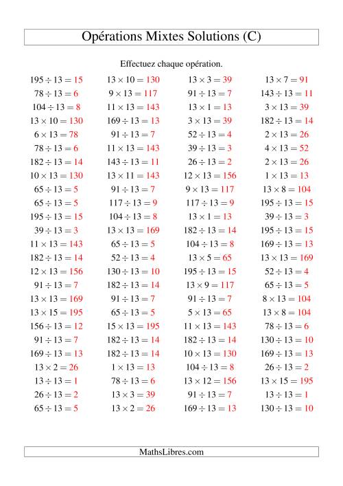 Multiplication et division -- Règles de 13 (variation 1 à 15) (C) page 2