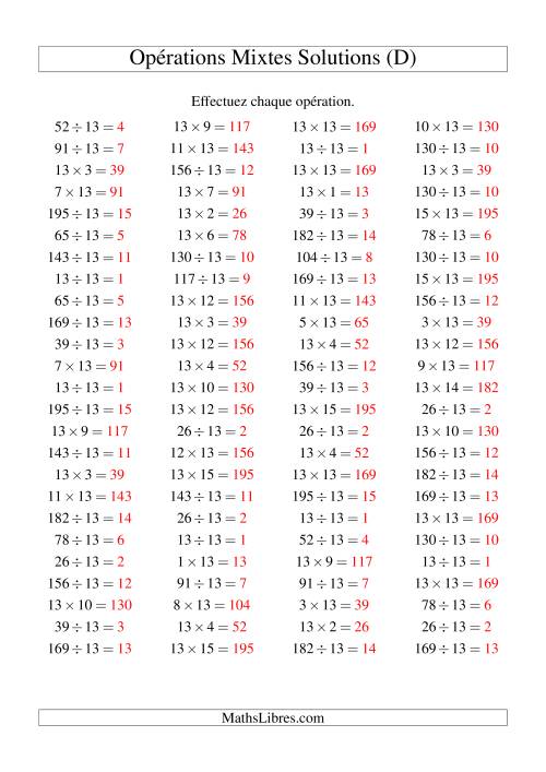 Multiplication et division -- Règles de 13 (variation 1 à 15) (D) page 2