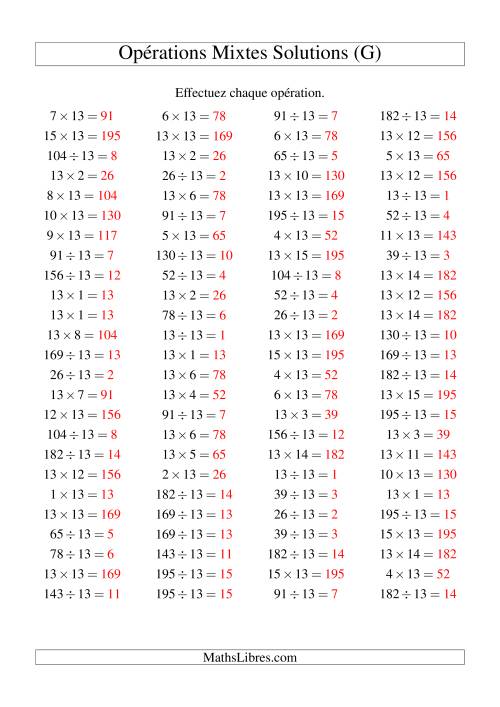 Multiplication et division -- Règles de 13 (variation 1 à 15) (G) page 2
