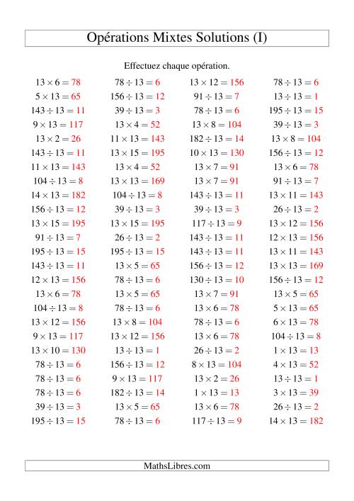 Multiplication et division -- Règles de 13 (variation 1 à 15) (I) page 2
