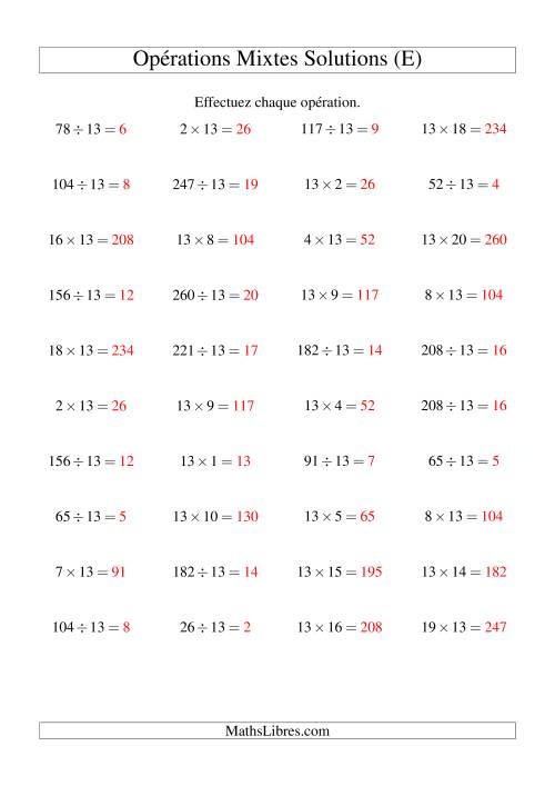 Multiplication et division -- Règles de 13 (variation 1 à 20) (E) page 2