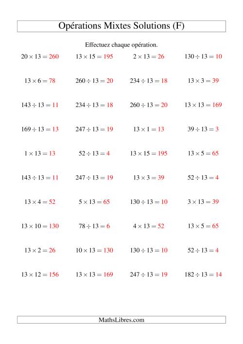 Multiplication et division -- Règles de 13 (variation 1 à 20) (F) page 2