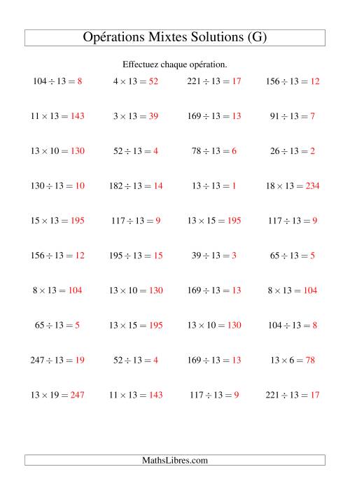 Multiplication et division -- Règles de 13 (variation 1 à 20) (G) page 2