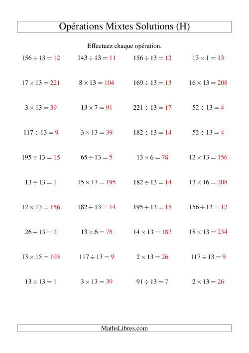 Multiplication et division -- Règles de 13 (variation 1 à 20) (H) page 2