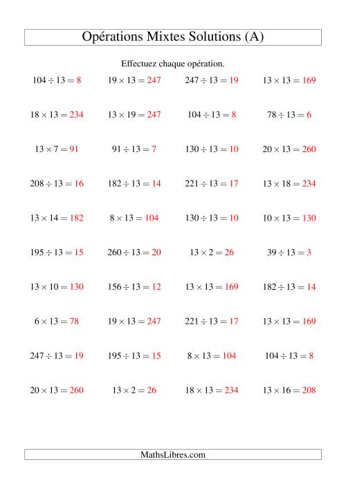 Multiplication et division -- Règles de 13 (variation 1 à 20) (Tout) page 2