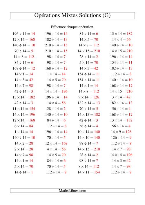 Multiplication et division -- Règles de 14 (variation 1 à 15) (G) page 2